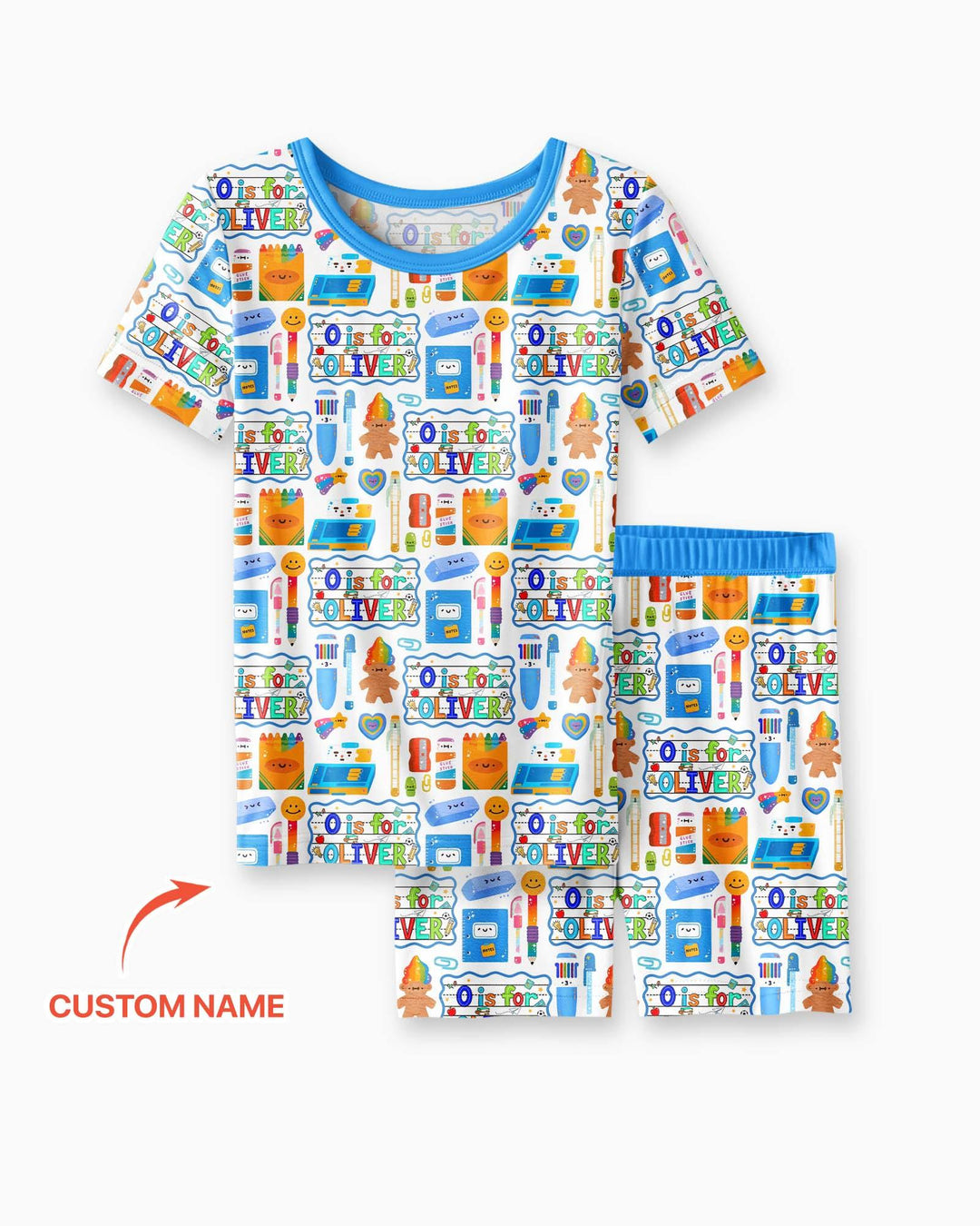 Custom Name Classroom Cuties Bamboo Two Piece Short Sleeve Shorts Pajama Set