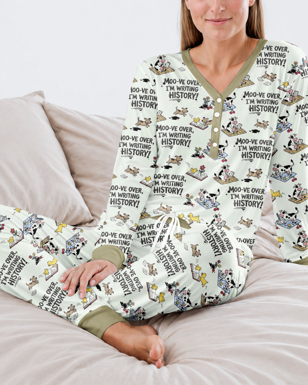 Writing Moo History Bamboo Women Pajama Set
