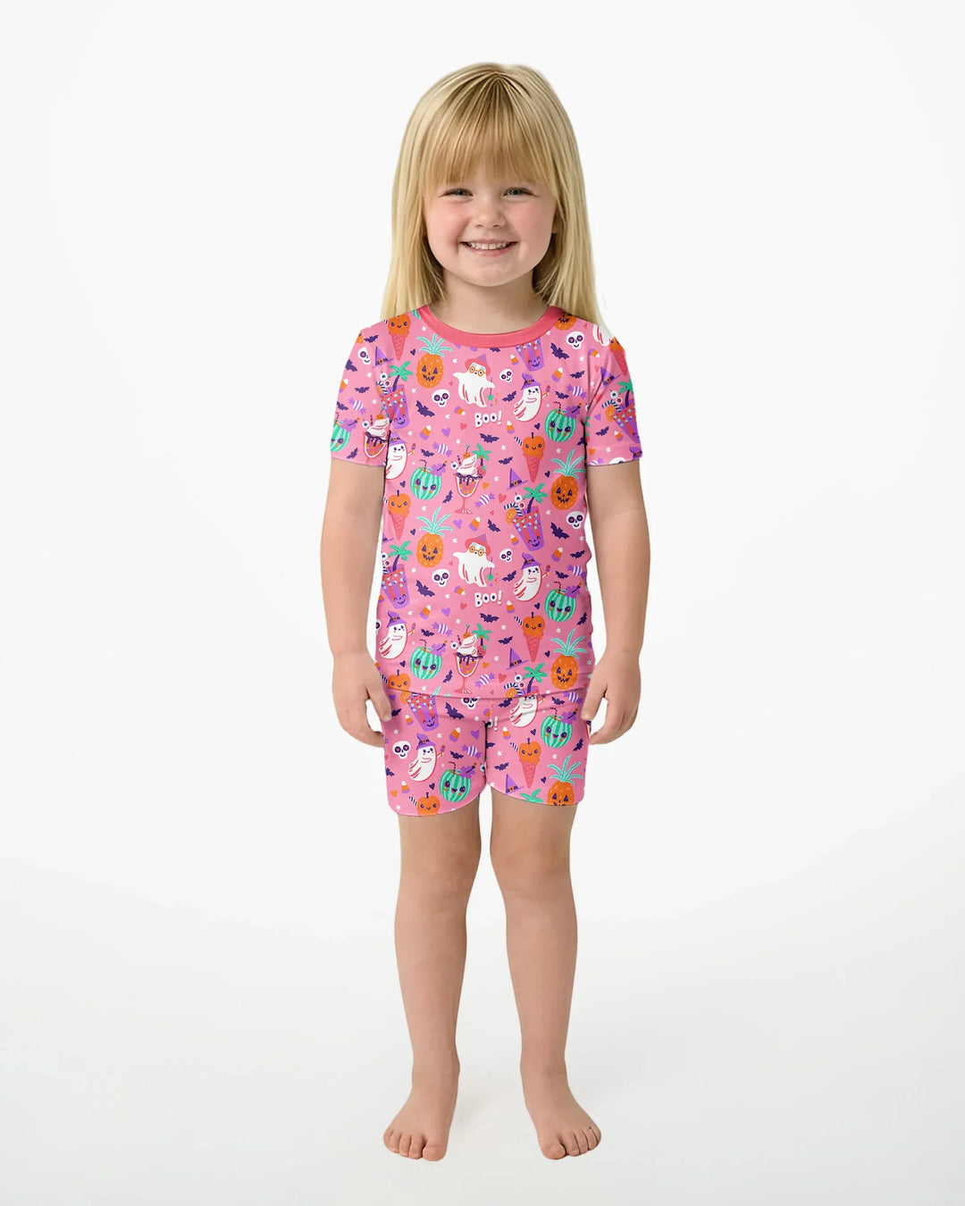 Summerween Doodles Bamboo Two Piece Short Sleeve Shorts Pajama Set