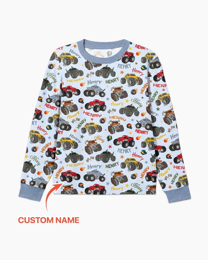 Personalized Monster Truck Bamboo Men's Pajama Set