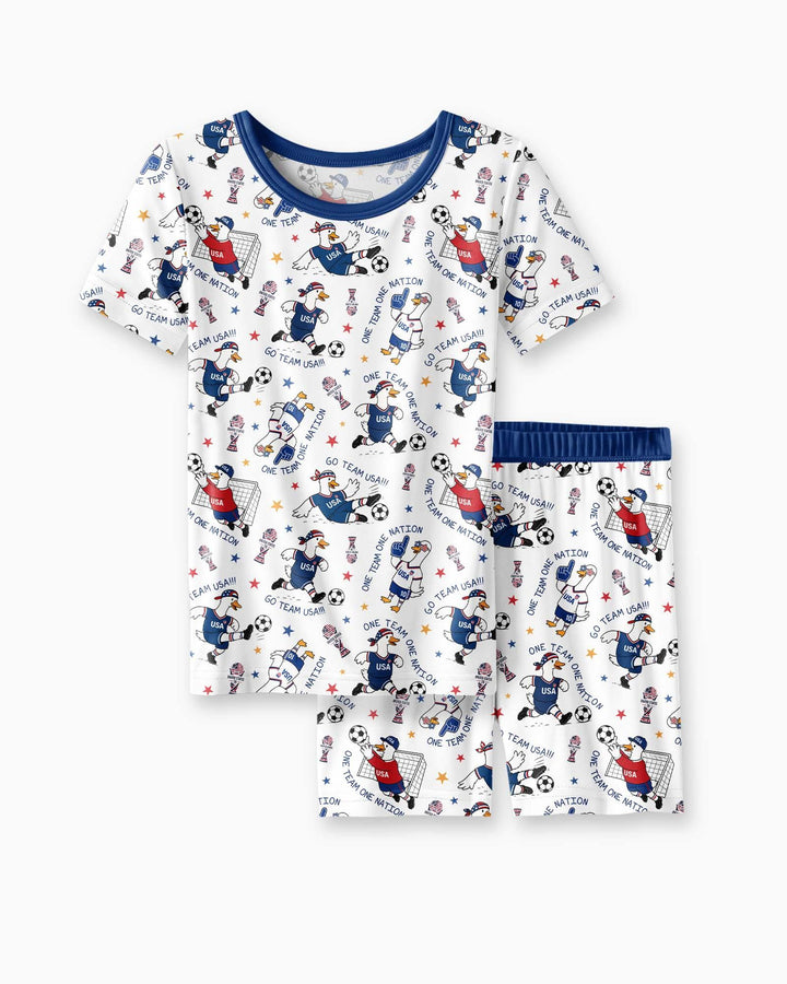 USA Soccer Goose Family Matching Bamboo Two Piece Short Sleeve Shorts Pajama Set