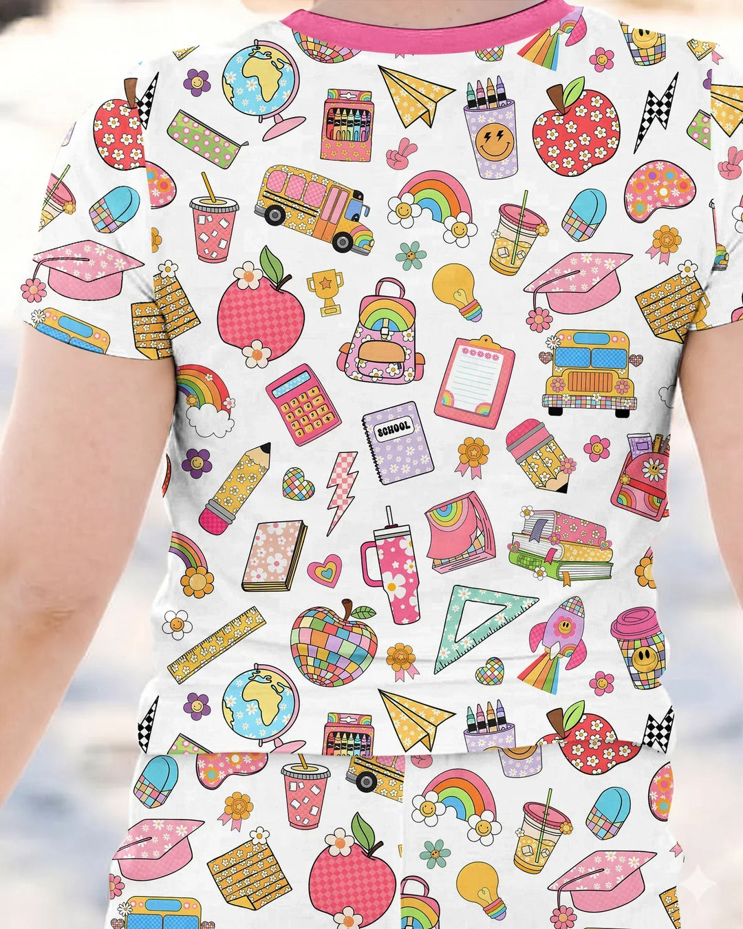 Preppy Back to School Bamboo Two Piece Short Sleeve Pajama Set
