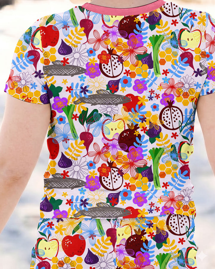 Happy Rosh Hashanah Bamboo Two Piece Short Sleeve Pajama Set