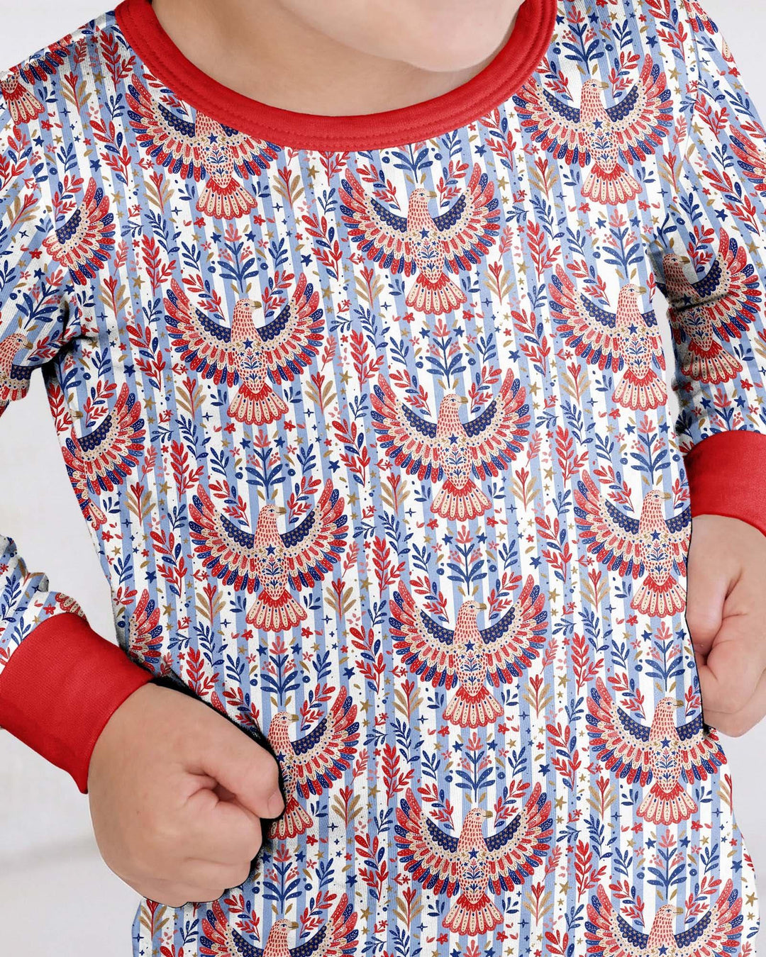 Patriotic Eagle Bamboo Two Piece Long Sleeve Pajama Set