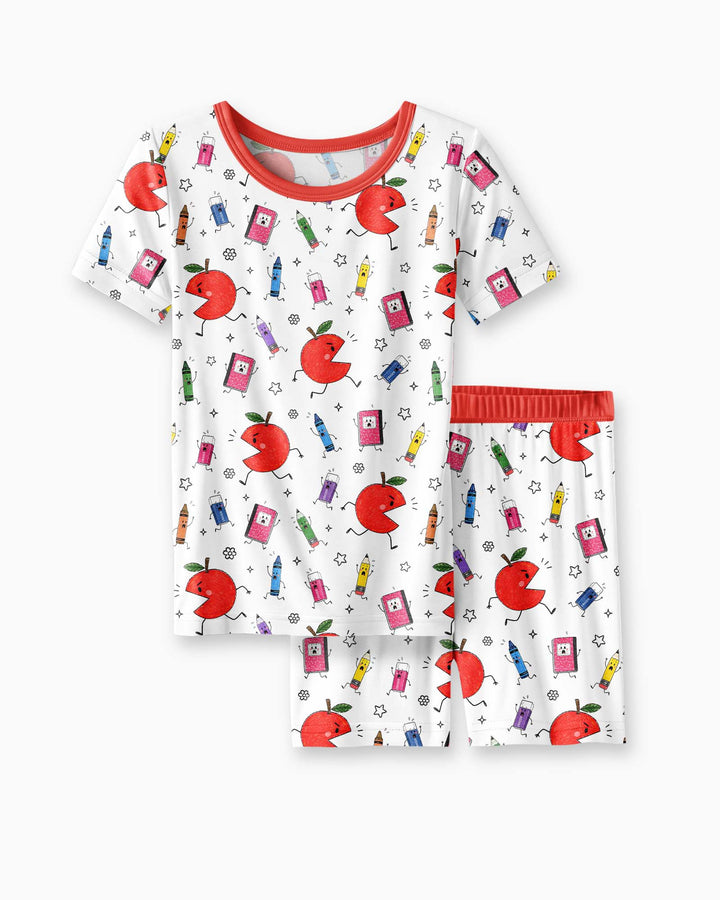 Conjunto de Pijama de Dos Piezas de Bambú con Mangas Cortas y Pantalones Cortos