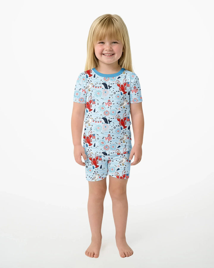 Schlafanzug-Set zweiteilig, kurze Ärmel, kurze Hose, Bambus
