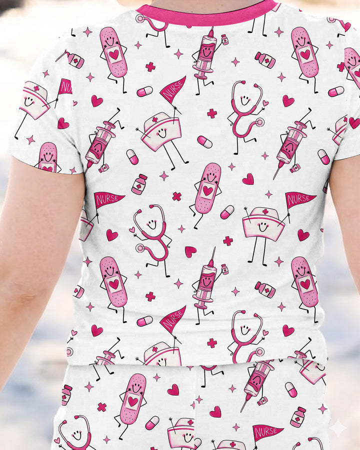 Cute Nurse Crew Bamboo Two Piece Short Sleeve Pajama Set