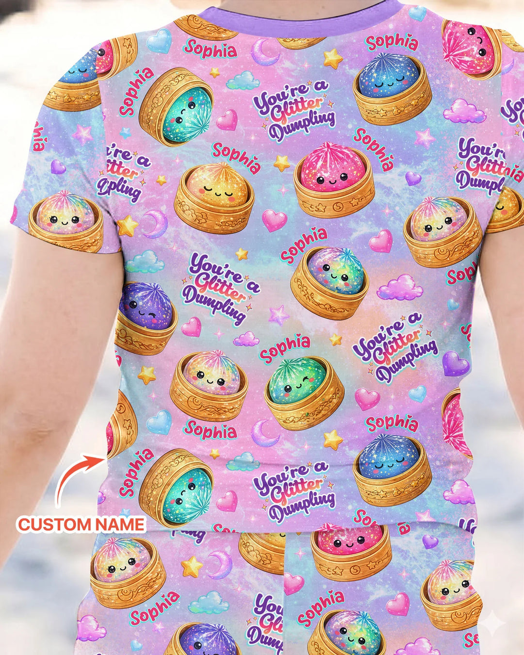 Conjunto de pijama de dos piezas de bambú de manga corta, plantilla personalizada
