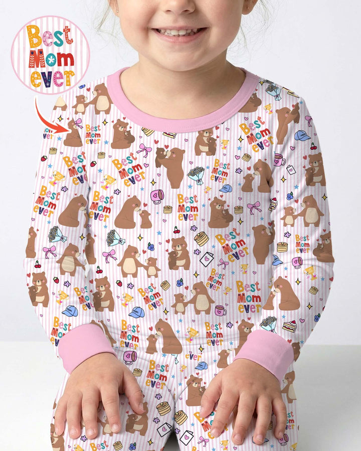 Best Mama Bear Ever Family Matching Bamboo Two Piece Long Sleeve Pajama Set