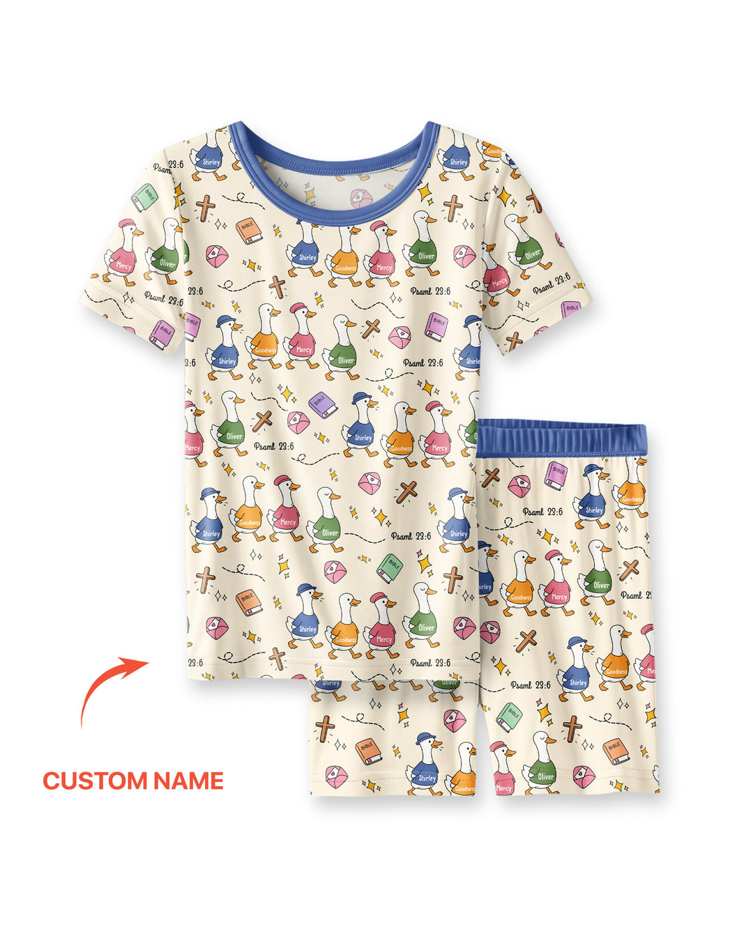 Psalm 23:6 Matching Family Bamboo Two Piece Short Sleeve Shorts Pajama Set