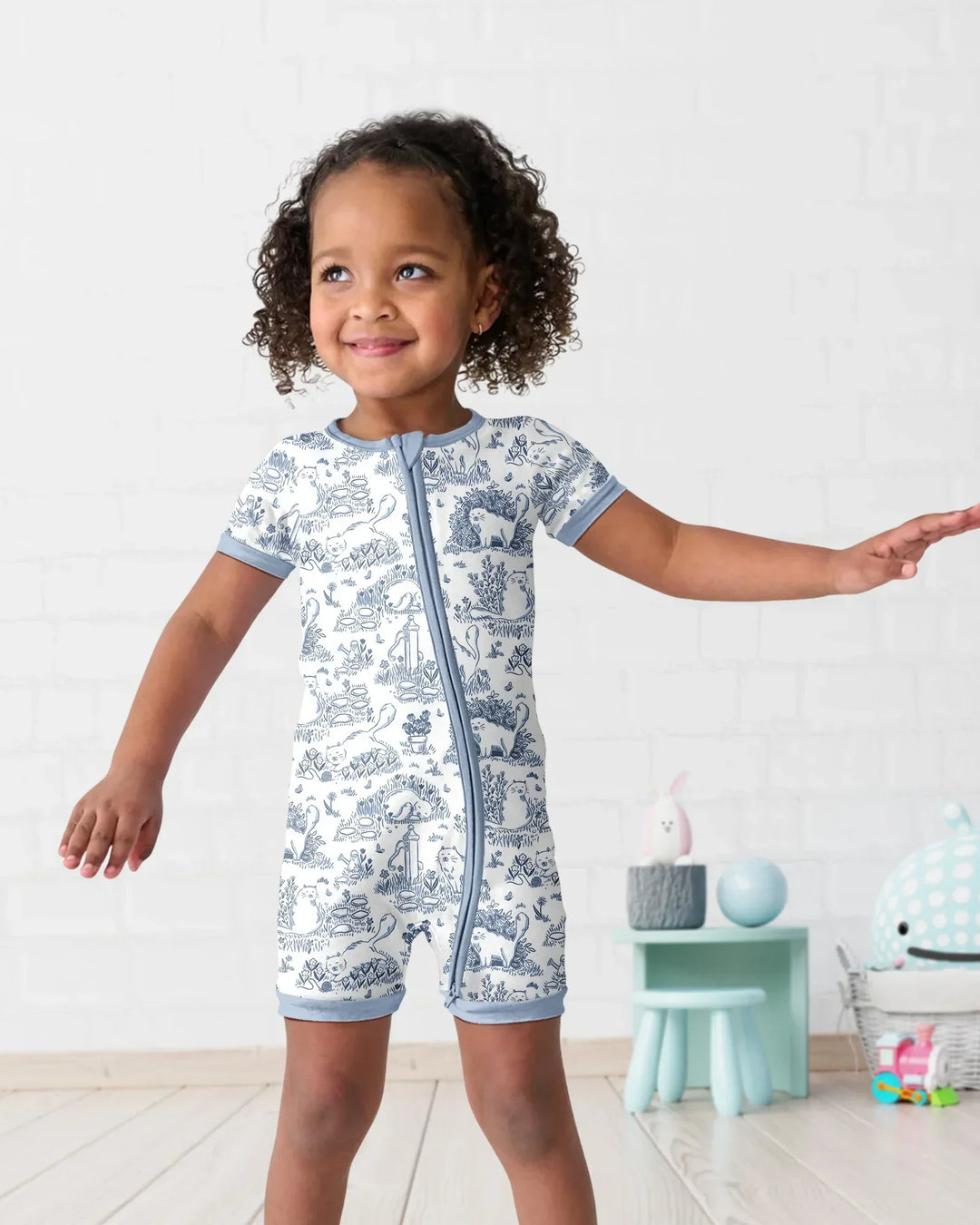 Toile Cats Bamboo Shorty Zippy