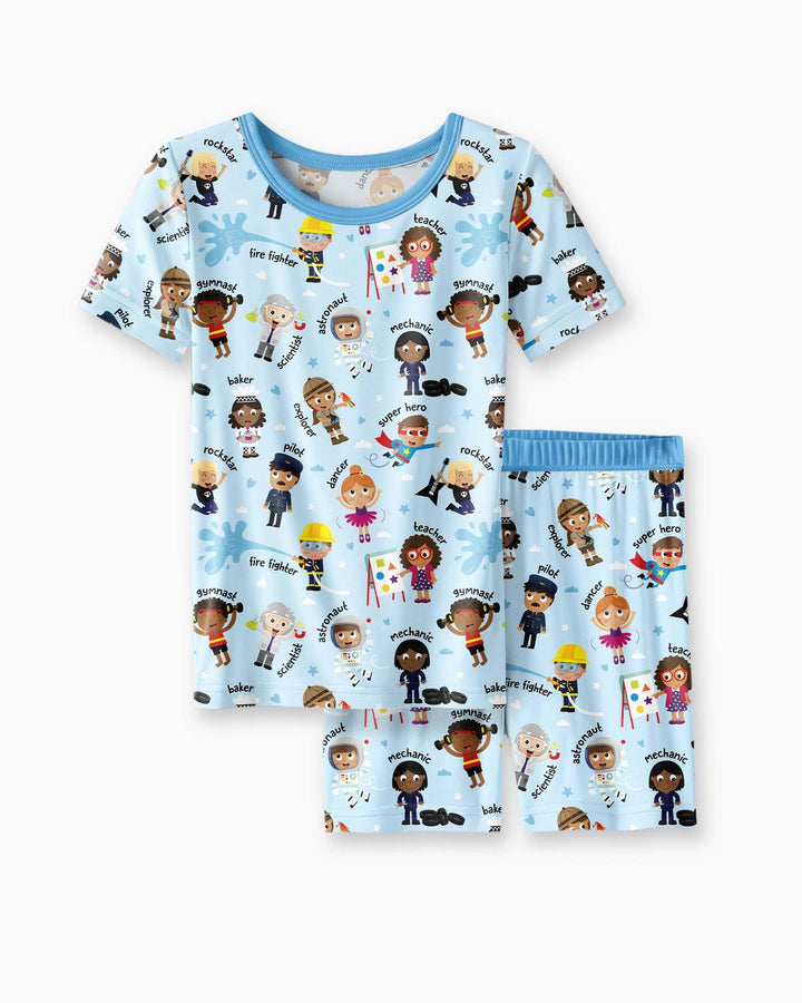 Schlafanzug-Set zweiteilig, kurze Ärmel, kurze Hose, Bambus
