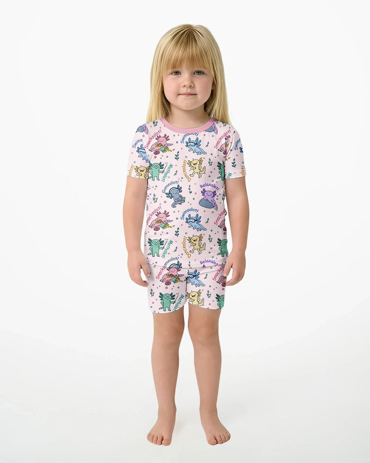 A Lotta Axolotls Bamboo Two Piece Short Sleeve Shorts Pajama Set