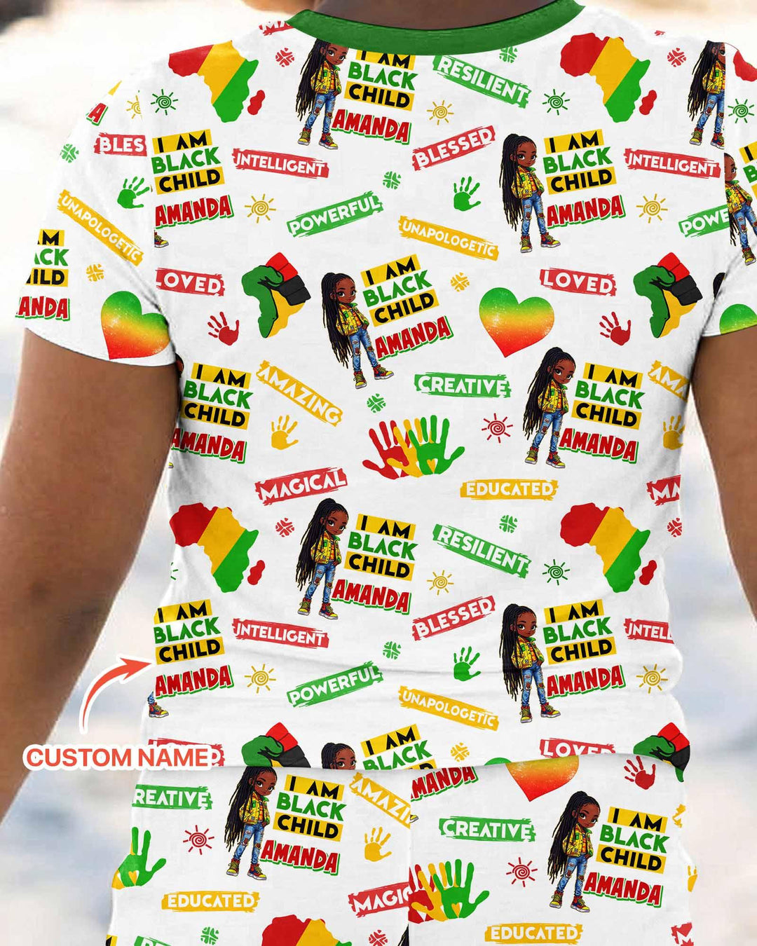 Custom Name I Am Black Child Magical Bamboo Two Piece Short Sleeve Pajama Set