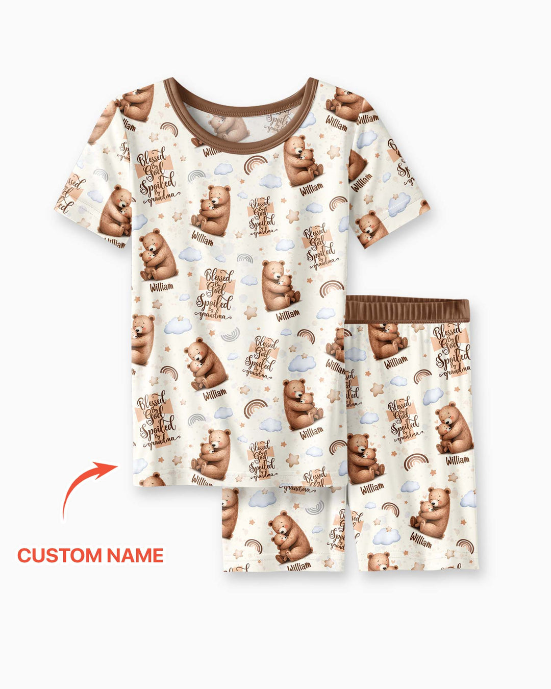 Conjunto de Pijama de Dos Piezas de Bambú con Mangas Cortas y Pantalones Cortos