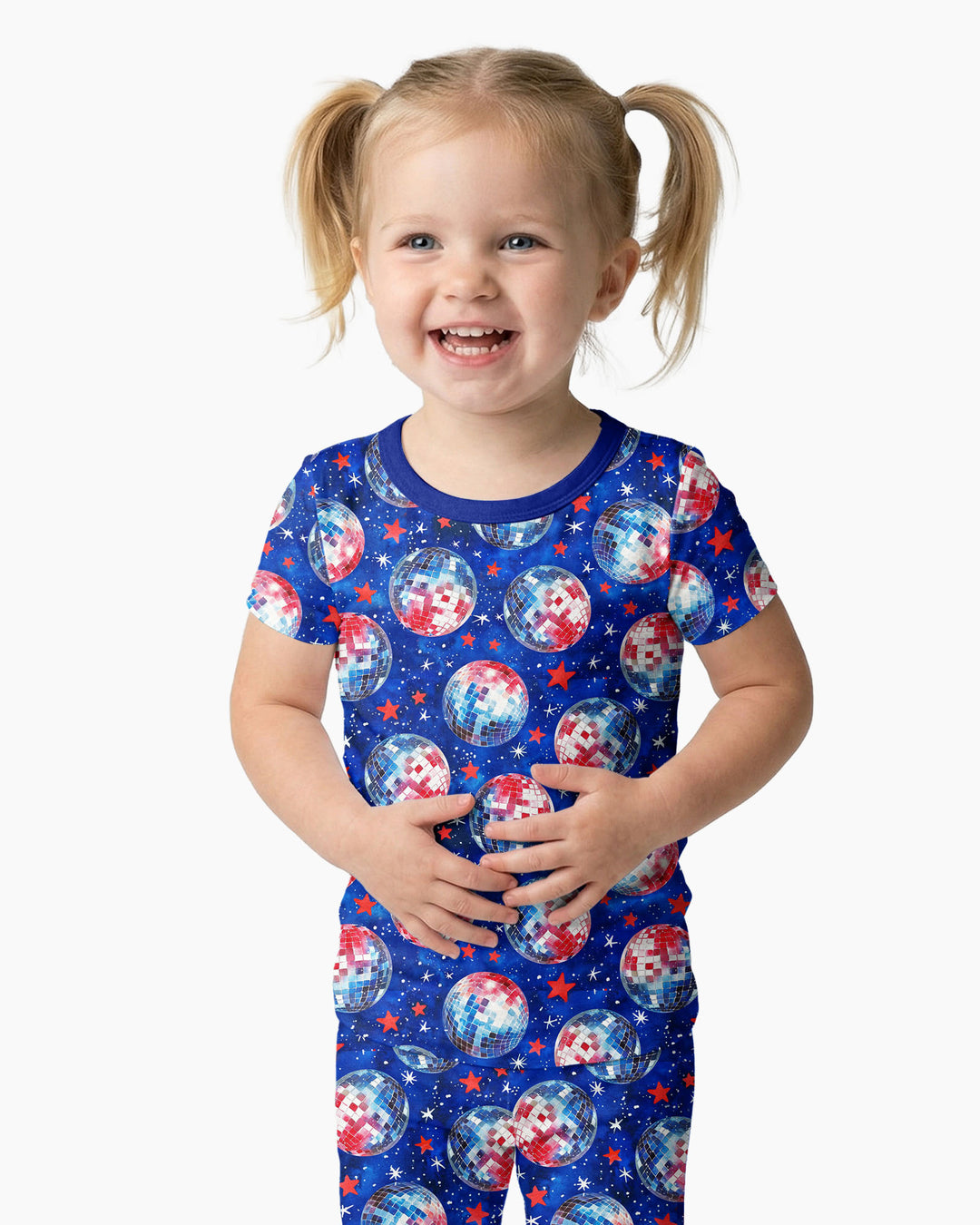 USA Disco Balls Bamboo Two Piece Short Sleeve Pajama Set