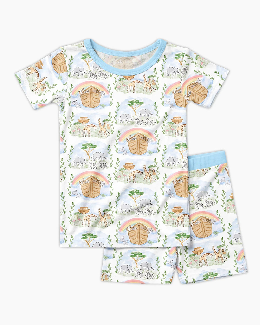 Noah And The Ark Bamboo Two Piece Short Sleeve Shorts Pajama Set