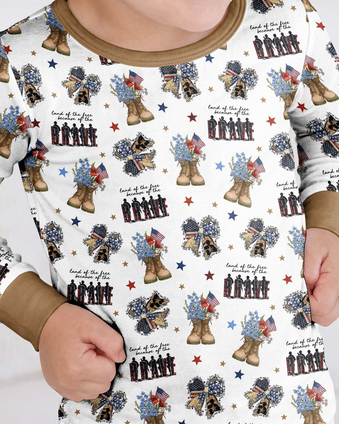 Honor the Brave Family Matching Bamboo Two Piece Long Sleeve Pajama Set