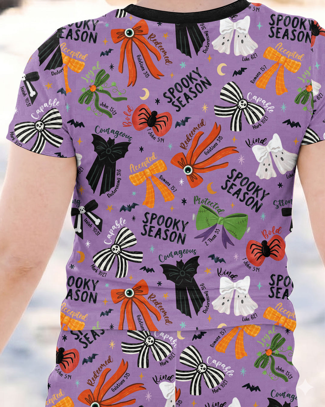 Spooky Bows Spooky Season Bamboo Two Piece Short Sleeve Pajama Set