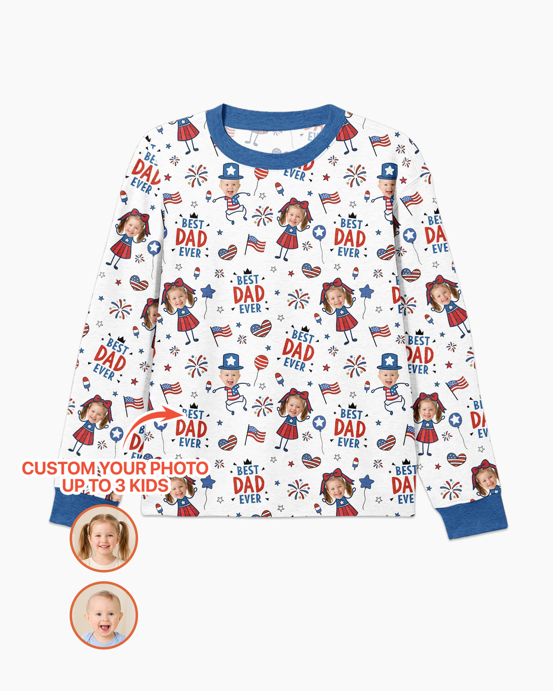Custom Photo Best Patriotic Family Ever Bamboo Men's Pajama Set