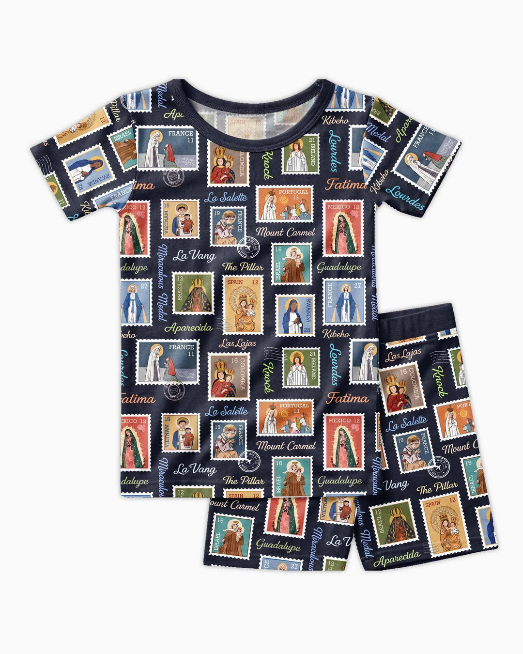 Our Lady, Around the World Bamboo Two Piece Short Sleeve Shorts Pajama Set