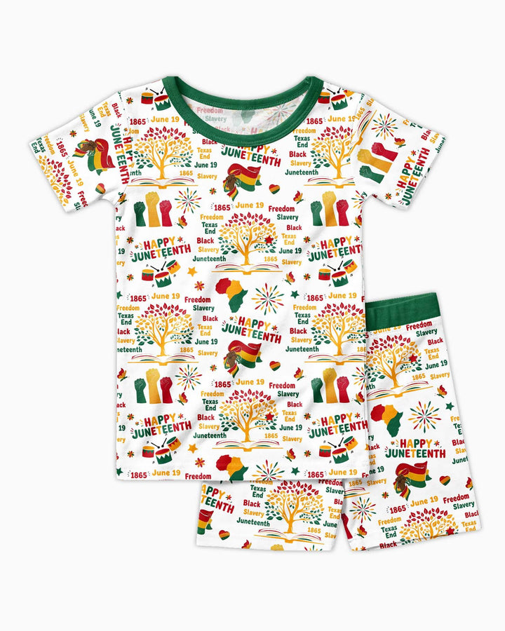 Happy Juneteenth Bamboo Two Piece Short Sleeve Shorts Pajama Set