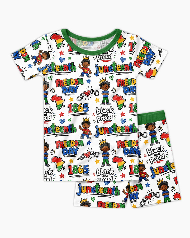 Juneteenth Black and Proud Bamboo Two Piece Short Sleeve Shorts Pajama Set