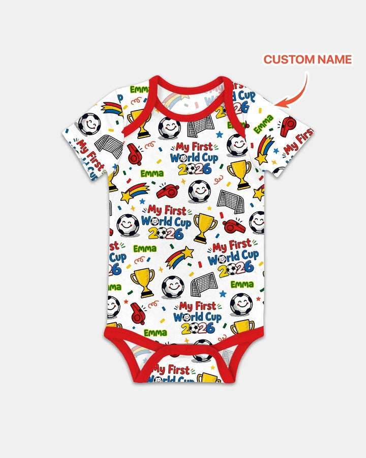 Custom Name My First Soccer Cup Bamboo Bodysuit
