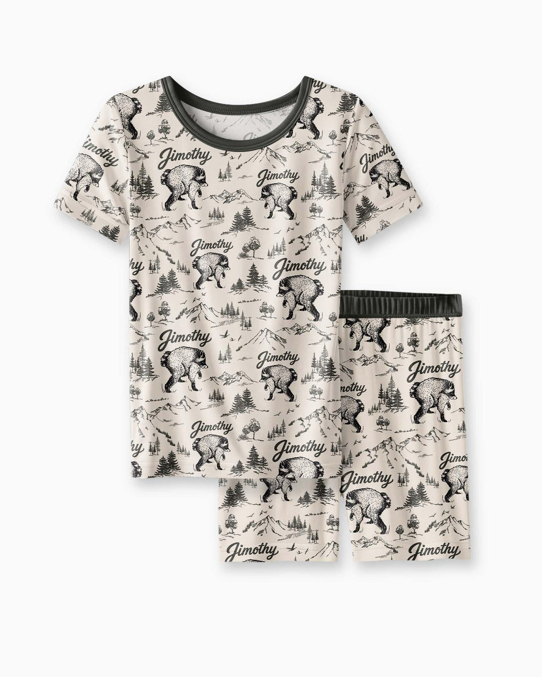 Vintage Jimothy Racoon Family Matching Bamboo Two Piece Short Sleeve Shorts Pajama Set