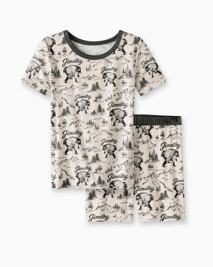 Vintage Jimothy Racoon Family Matching Bamboo Two Piece Short Sleeve Shorts Pajama Set