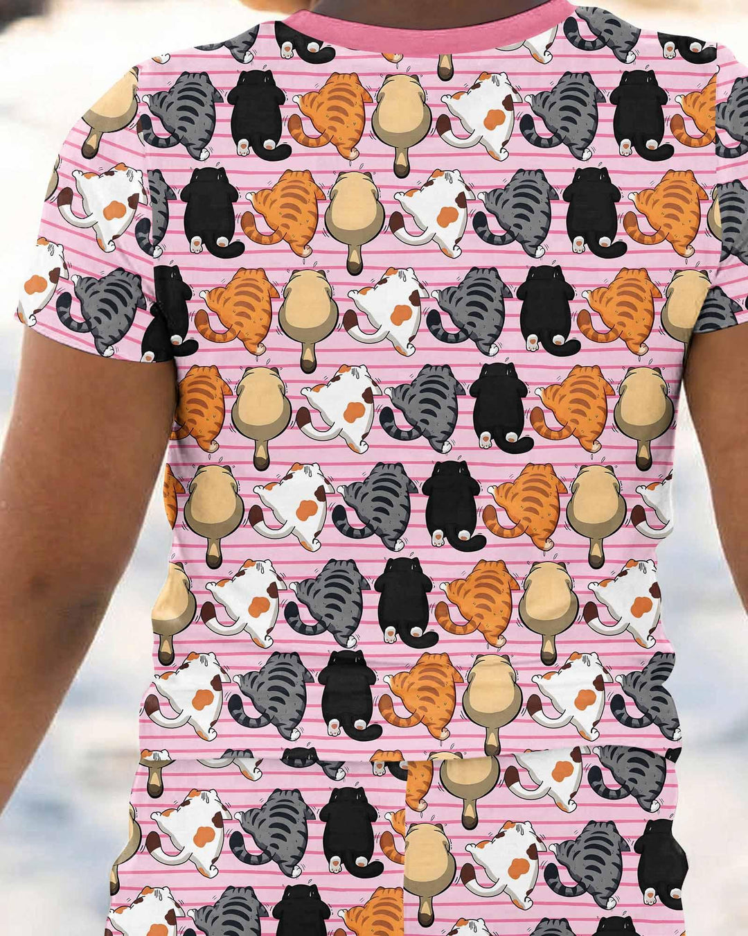 Funny Cat Butts Club Family Matching Bamboo Two Piece Short Sleeve Pajama Set