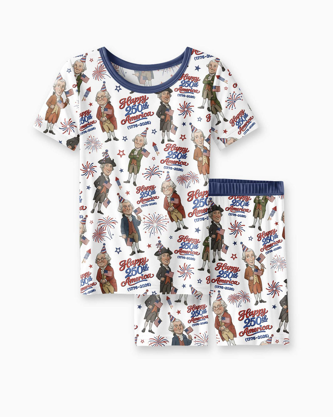 Party Like It's 1776 Family Matching Bamboo Two Piece Short Sleeve Shorts Pajama Set