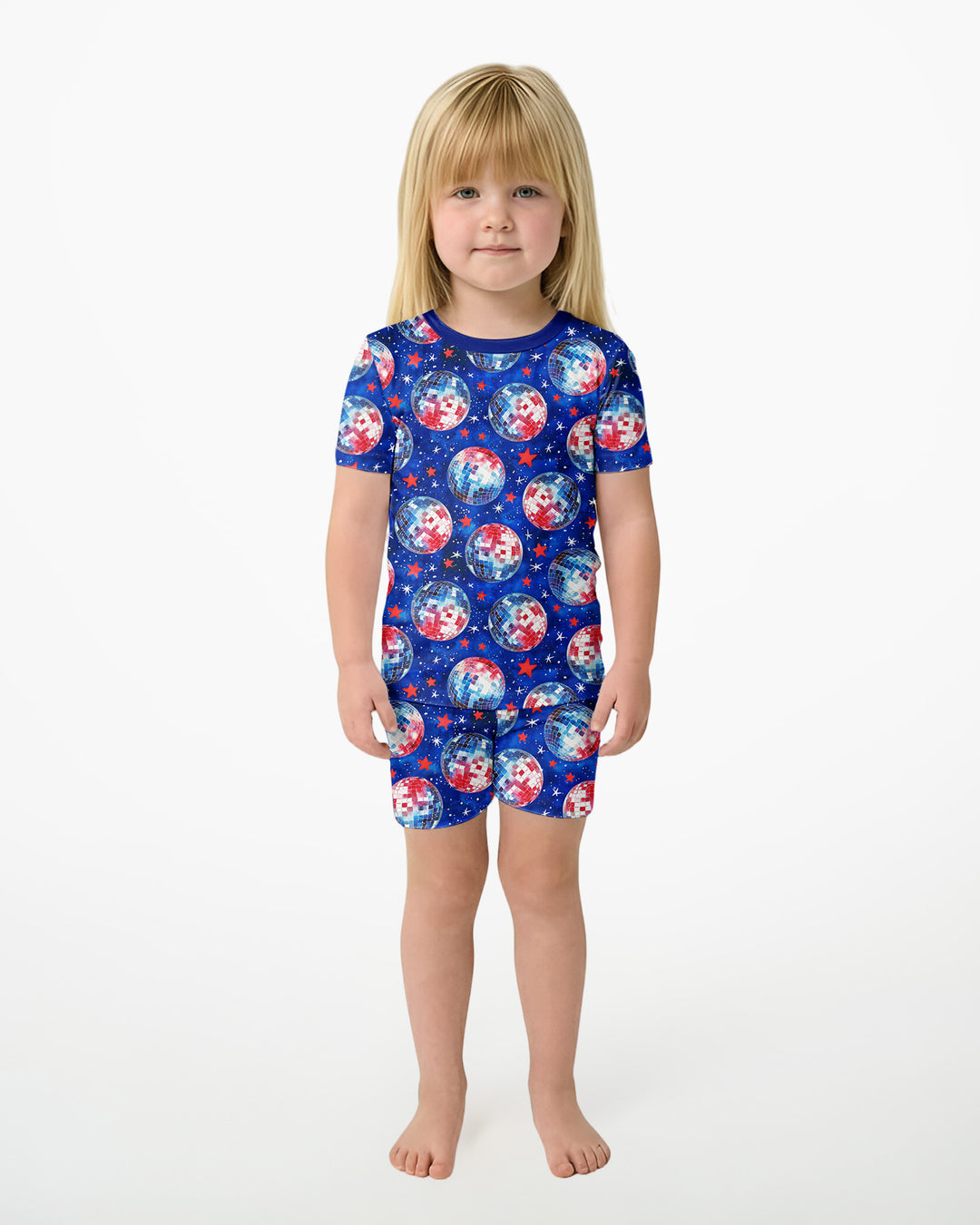 USA Disco Balls Bamboo Two Piece Short Sleeve Shorts Pajama Set