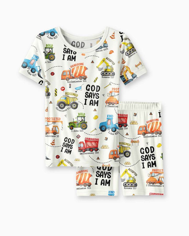 Dios Dice Soy Niño Bambú Conjunto de Pijama de Dos Piezas de Manga Corta y Pantalón Corto