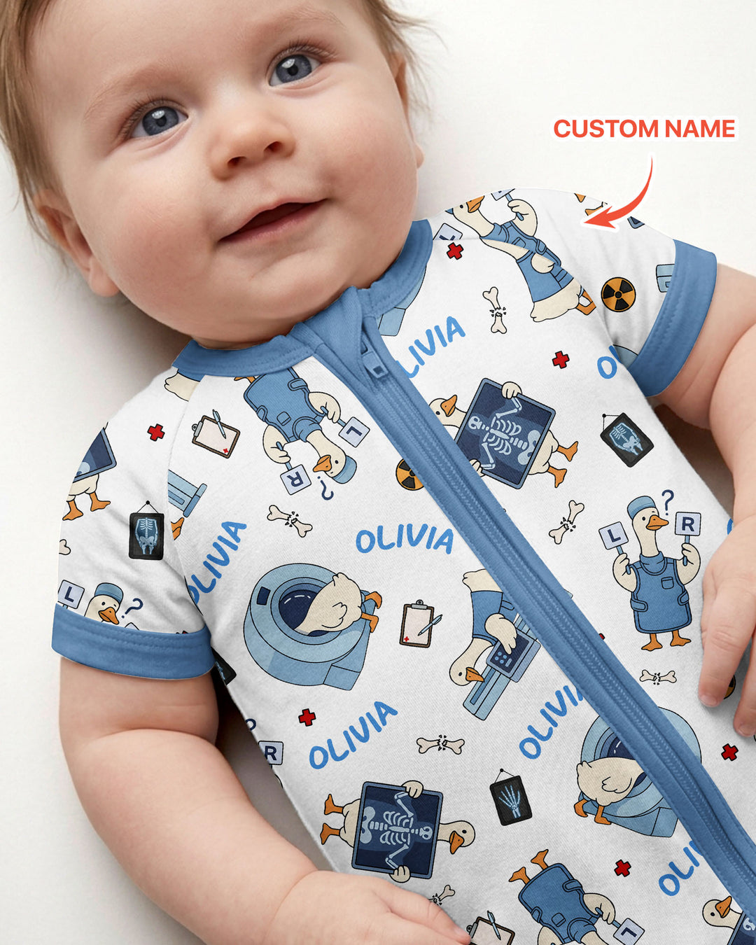 Plantilla PERSONALIZADA de Bambú Pijama Corto con Cremallera