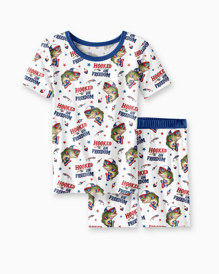 Hooked On Freedom Bamboo Two Piece Short Sleeve Shorts Pajama Set