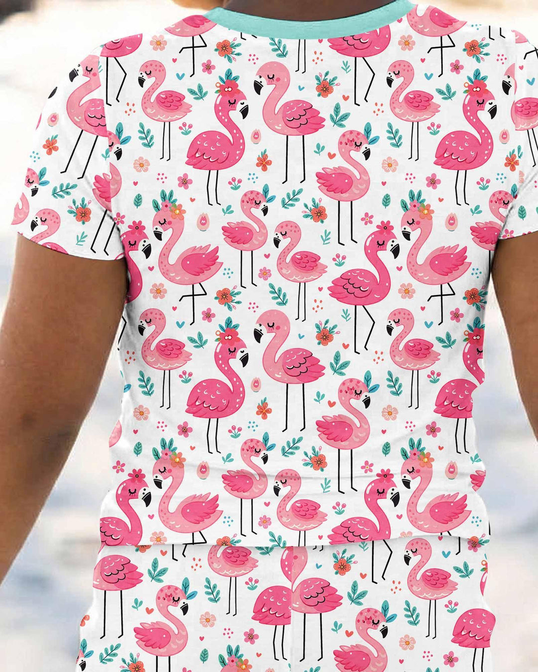 Hello Flamingo Bamboo Two Piece Short Sleeve Pajama Set