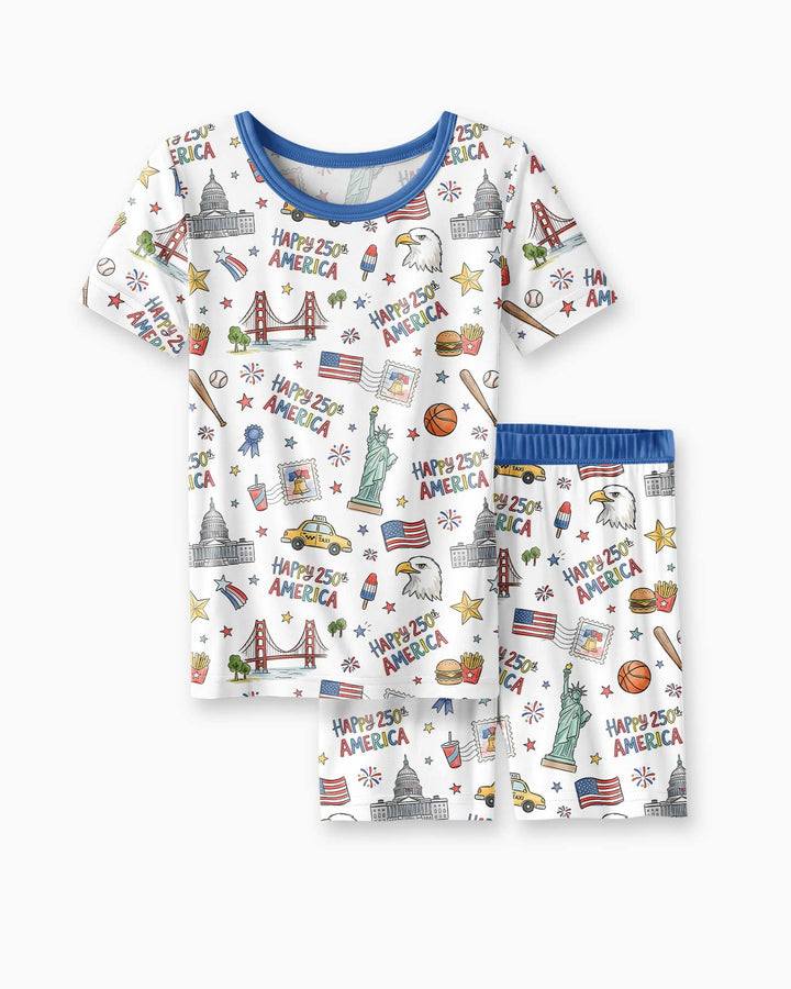 America 250 Celebration Bamboo Two Piece Short Sleeve Shorts Pajama Set