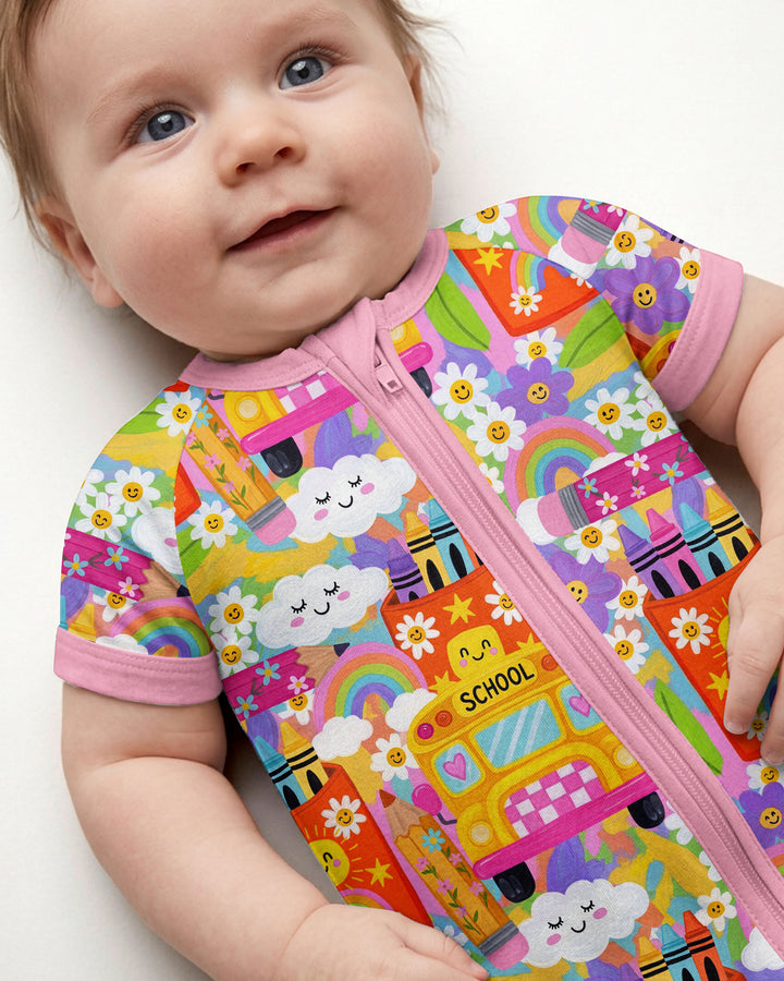 Retro Happy Classroom Bamboo Shorty Zippy