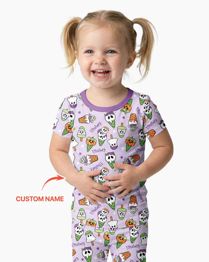 Conjunto de pijama de dos piezas de bambú de manga corta, plantilla personalizada