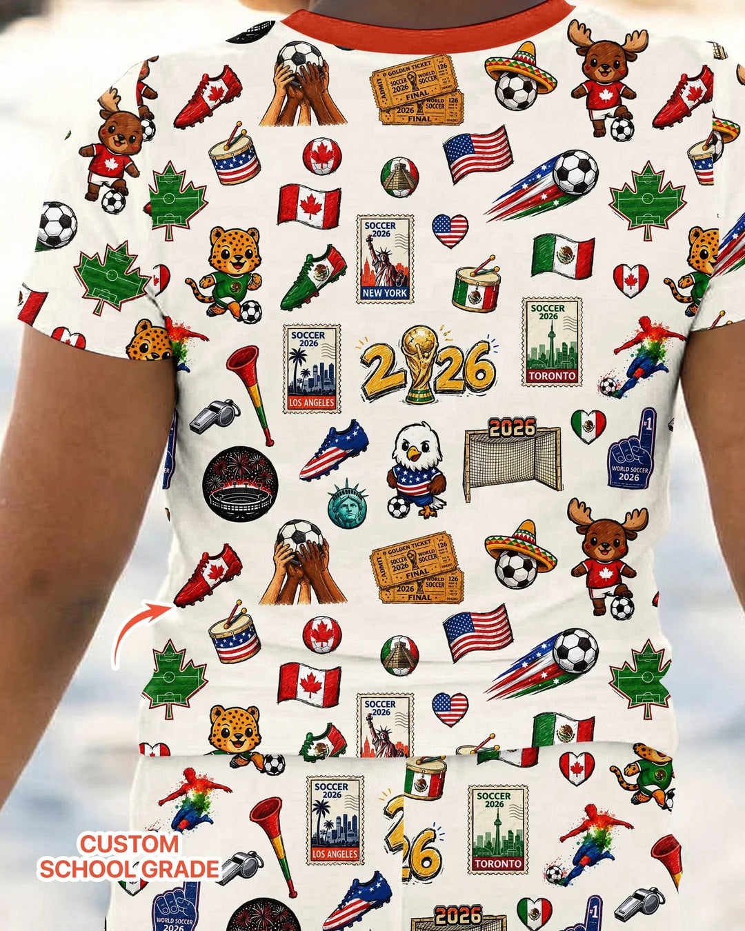Soccer Cup 2026 Family Matching Bamboo Two Piece Short Sleeve Pajama Set