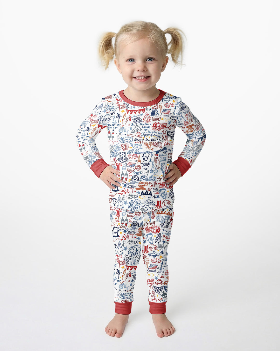 Liberty Doodle 250th Family Matching Bamboo Two Piece Long Sleeve Pajama Set