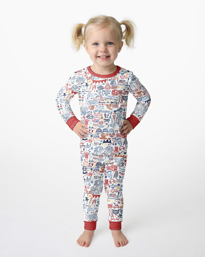 Liberty Doodle 250th Family Matching Bamboo Two Piece Long Sleeve Pajama Set