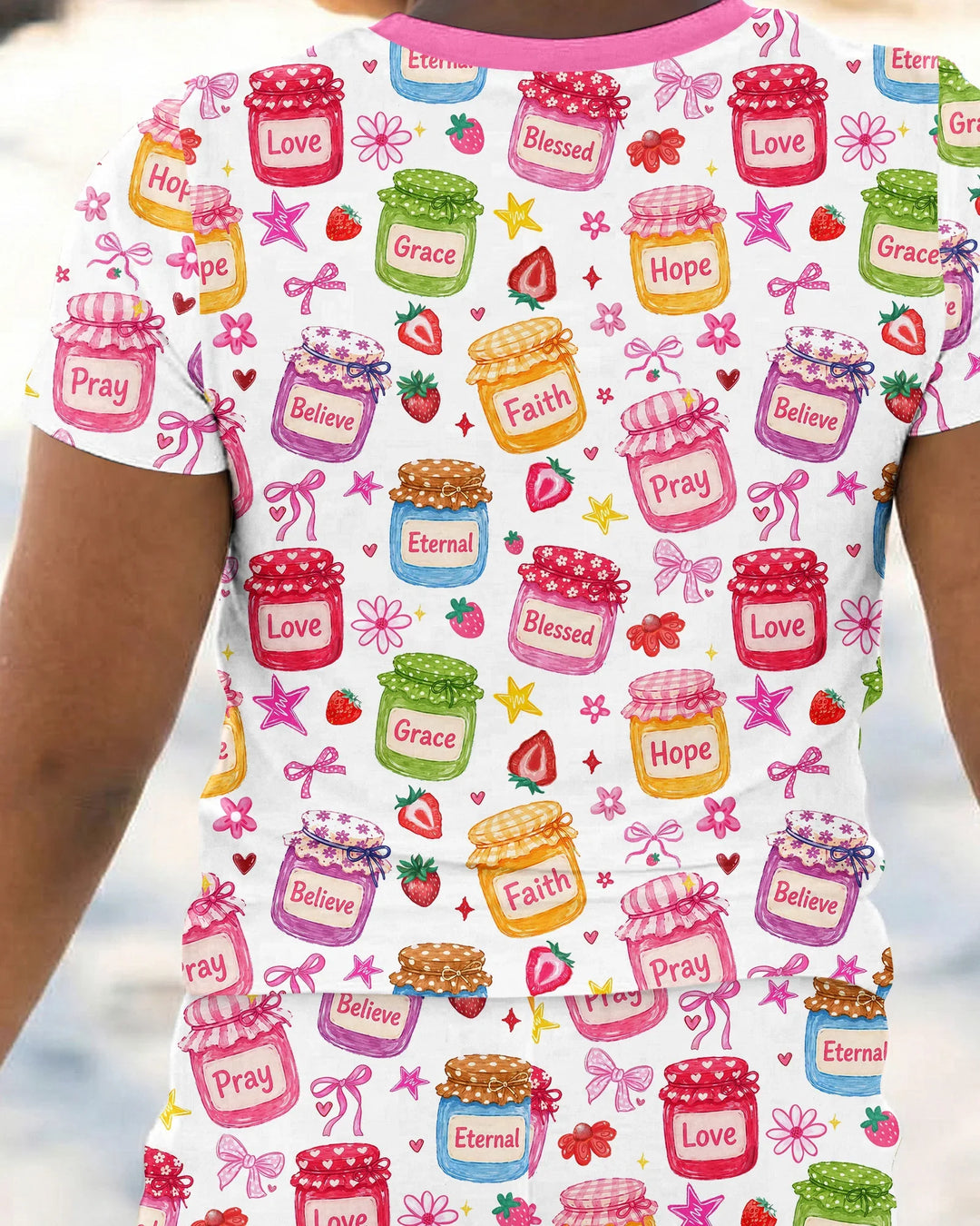 Preppy Summer Jesus Is My Jam Bamboo Two Piece Short Sleeve Pajama Set