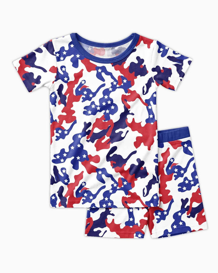 Patriot Camo Daddy & Me Matching Bamboo Two Piece Short Sleeve Shorts Pajama Set
