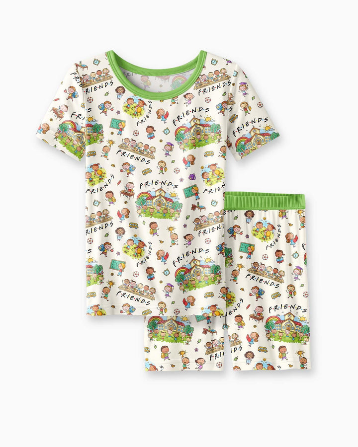 School Friends Forever Bamboo Two Piece Short Sleeve Shorts Pajama Set