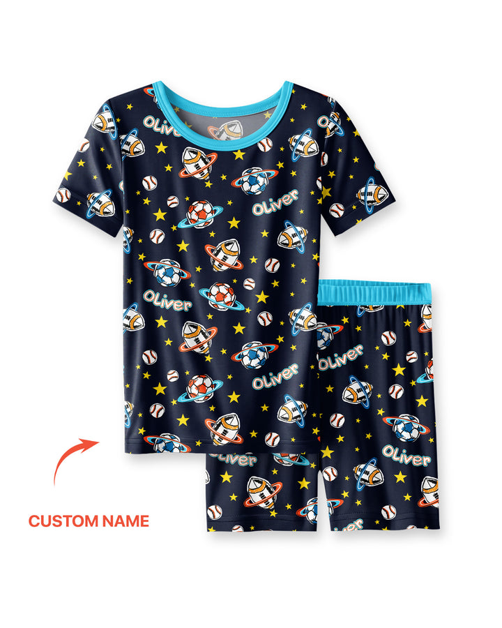 Schlafanzug-Set zweiteilig, kurze Ärmel, kurze Hose, Bambus