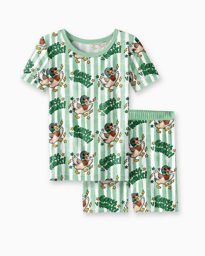 Guess What Mallard Butt Bamboo Two Piece Short Sleeve Shorts Pajama Set