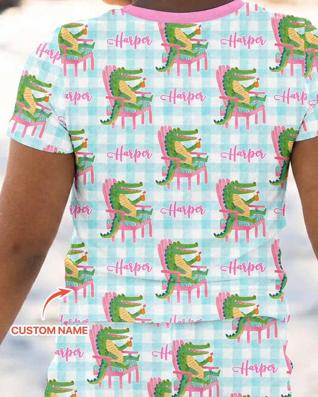 Custom Name Preppy Later Gator Bamboo Two Piece Short Sleeve Pajama Set