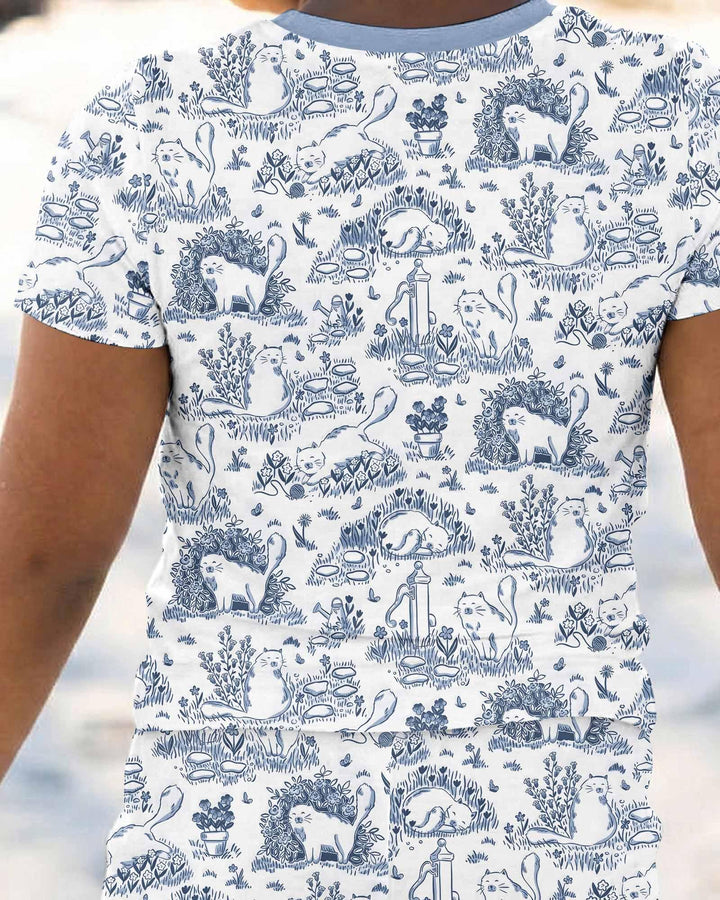 Conjunto de pijama de dos piezas de manga corta de bambú
